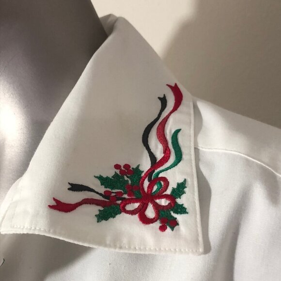 Pendleton Knockabout Women's Vintage White Christmas Embroidered Blouse Size 6 - Picture 6 of 13